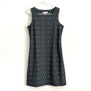 NEW Jude Connally Beth Sleeveless Dress Blue Green Moroccan Trellis Size Medium